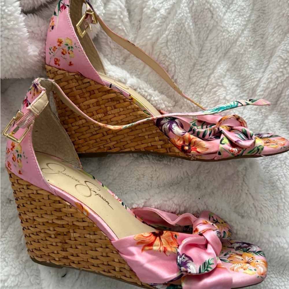 Jessica Simpson Pink Floral Wedge Sandals - Picture 3 of 3